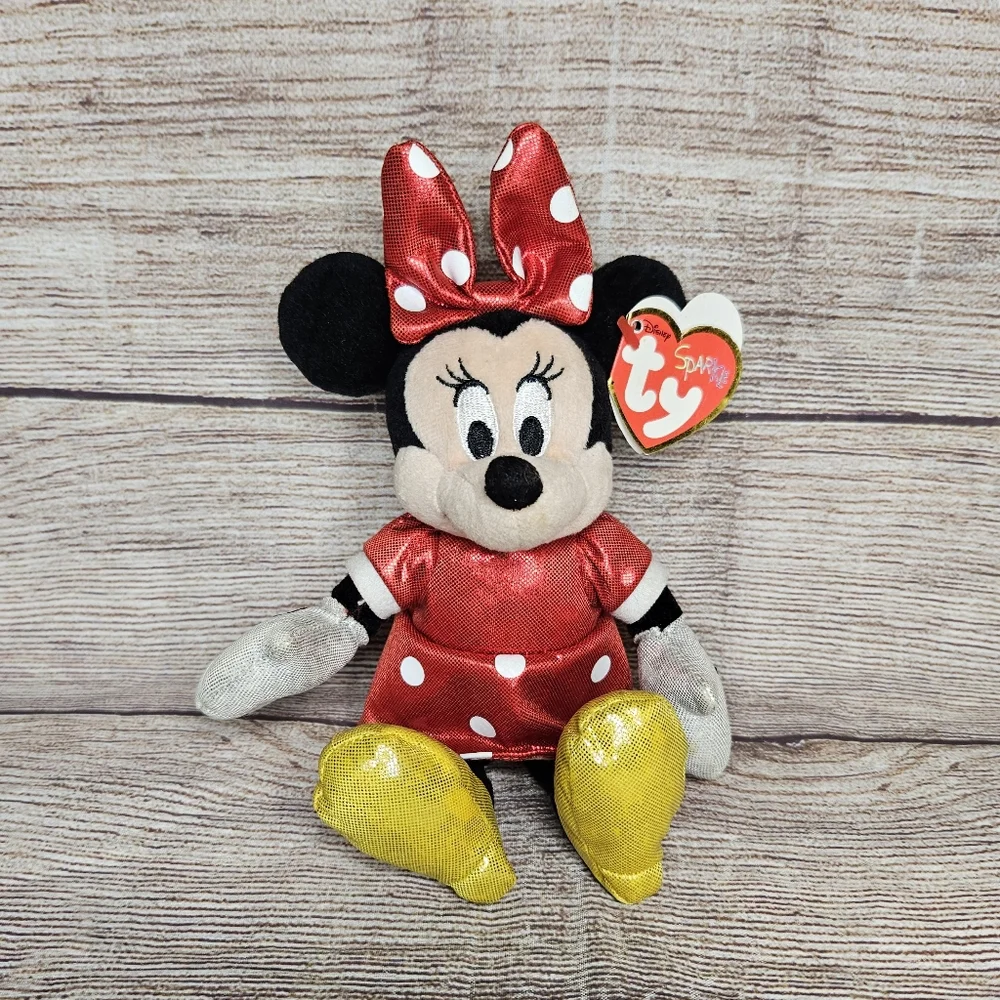 TY beanie babies Disney Minnie Mouse sparkle plush